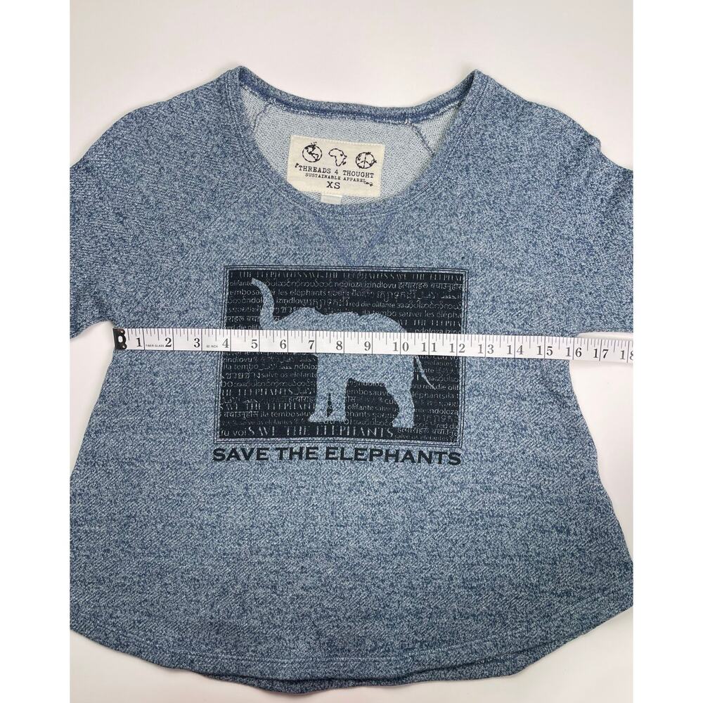 Threads 4 Thought Save the Elephants Recycled Long Sleeve Shirt Blue XS - Picture 7 of 8
